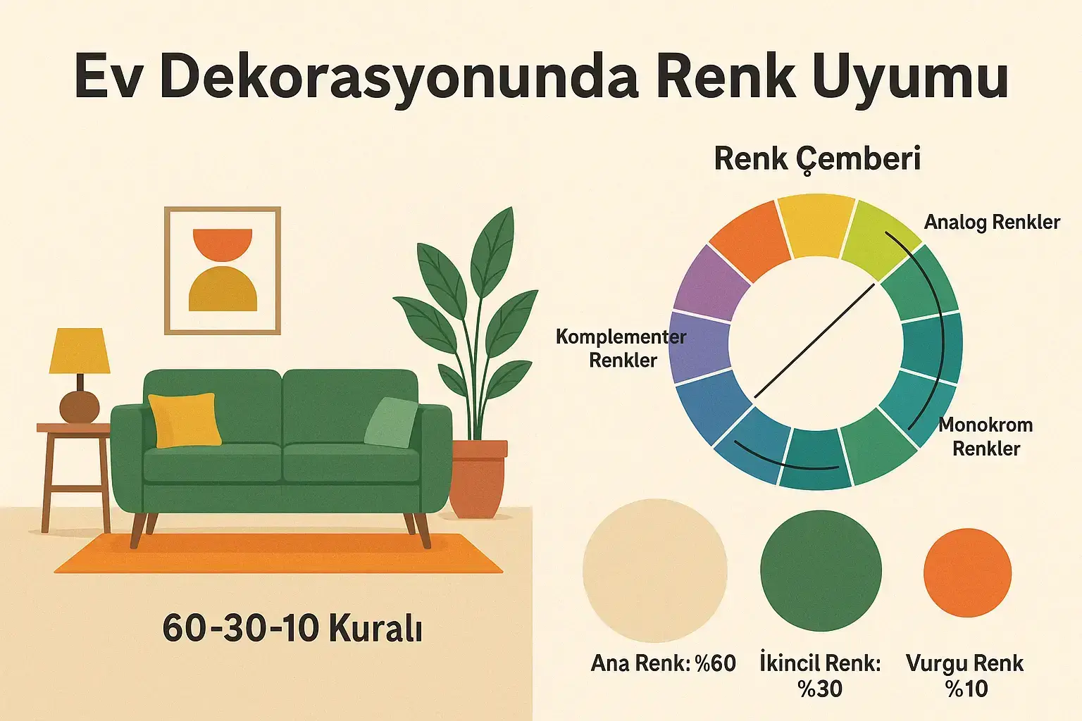ev dekorasyonunda renk uyumu