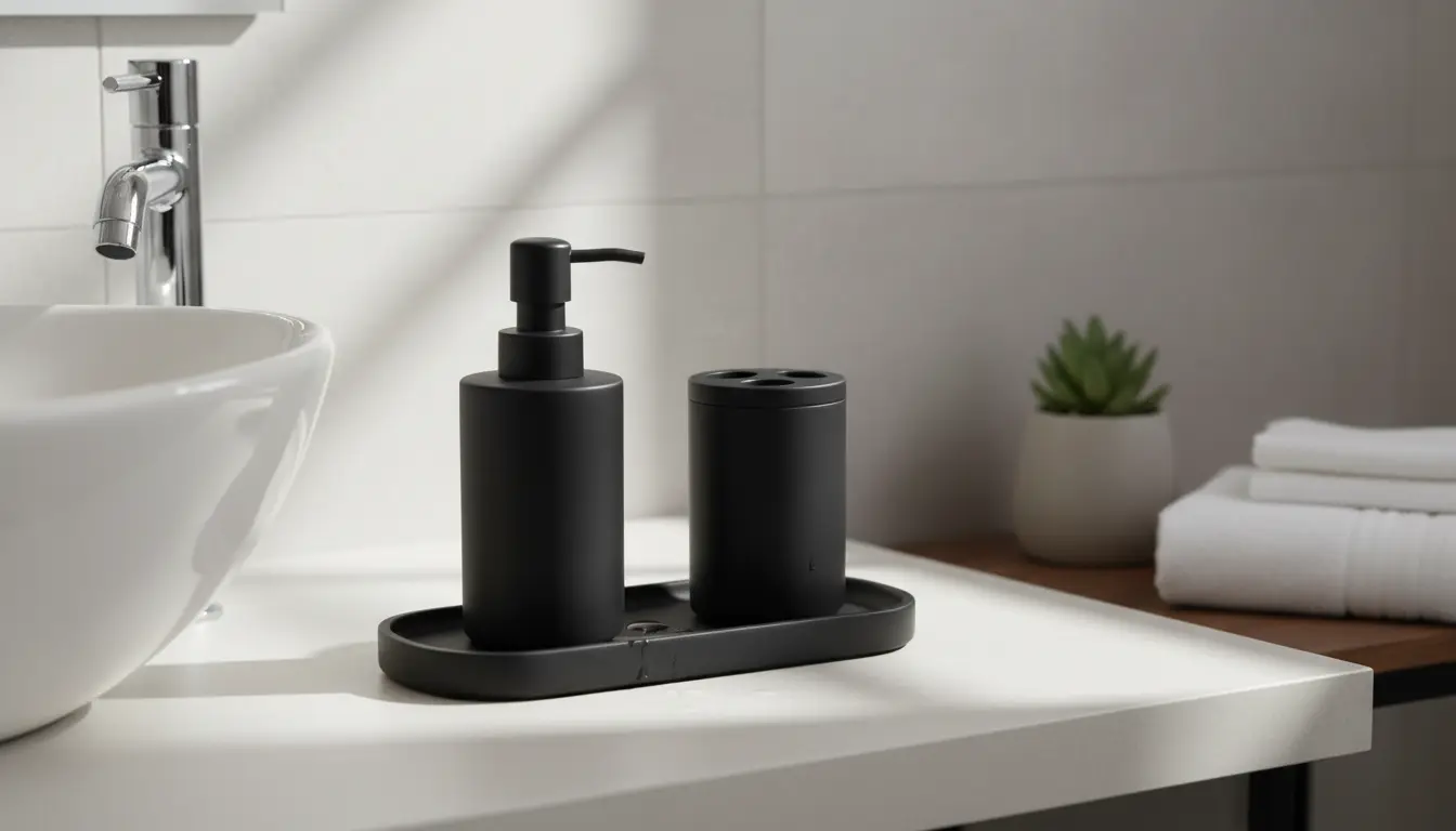 Aynı renkte banyo aksesuar seti