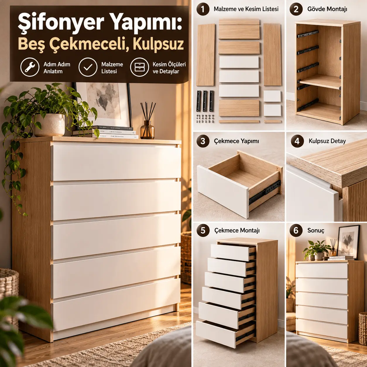Şifonyer Yapımı: Beş Çekmeceli, Kulpsuz