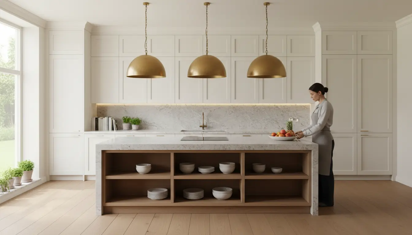 Taş tezgahlı modern ada mutfak