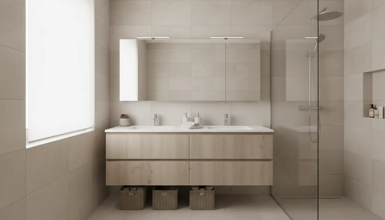 Yenilenmiş seramikli modern banyo